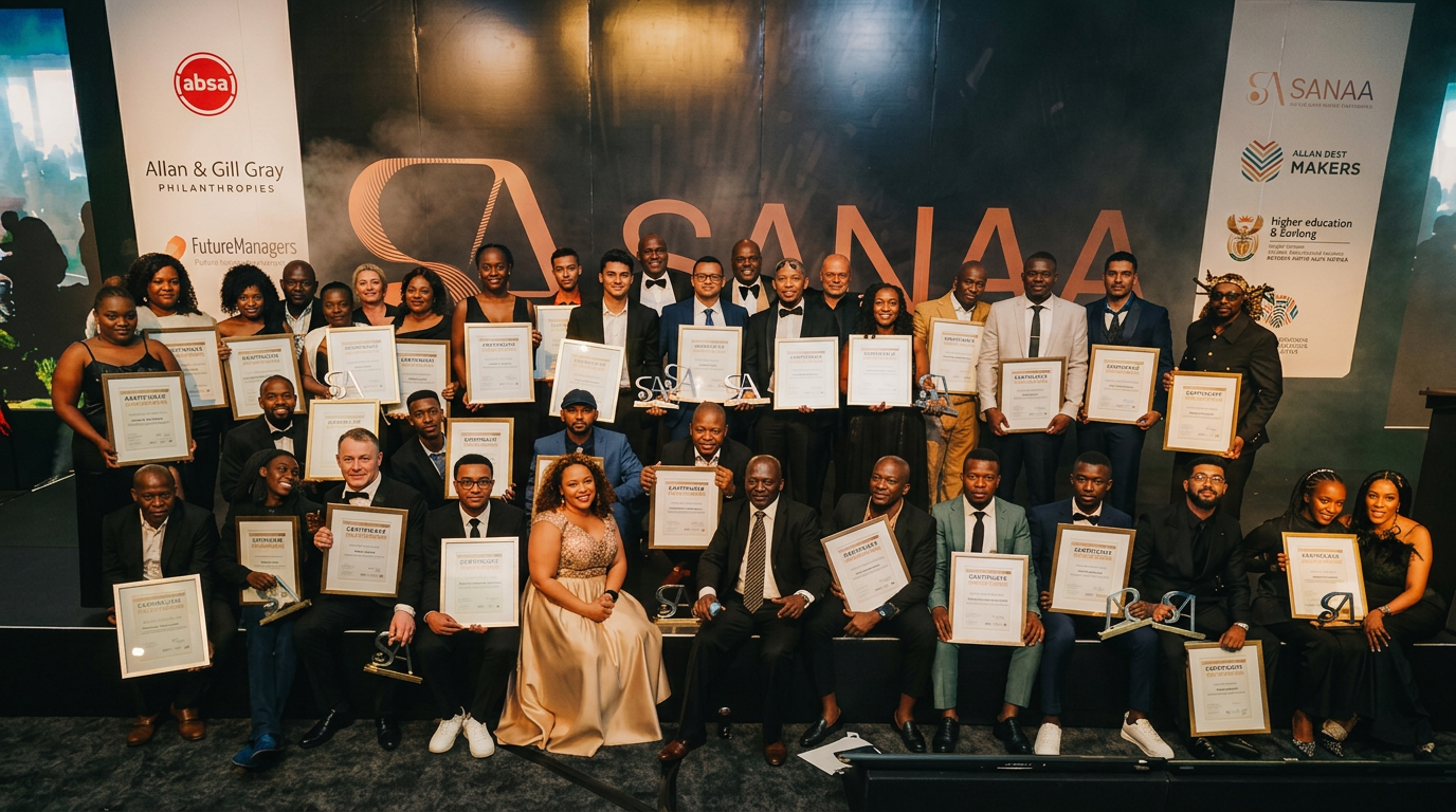 SANAA 2026 award winners and finalists posing on stage with certificates at the national artisan awards gala